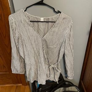 Women’s blue striped dress shirt old navy size large